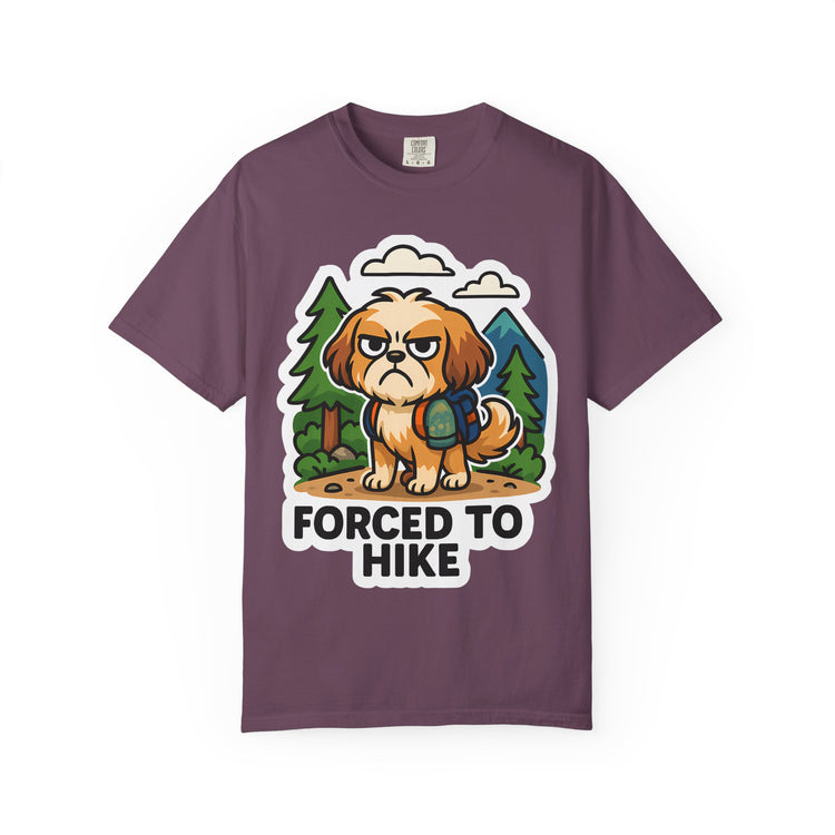 🥾 Forced to Hike Shih Tzu T-Shirt – Funny Dog Hiking Meme Tee for Pet Lovers & Outdoor Fans 🐾