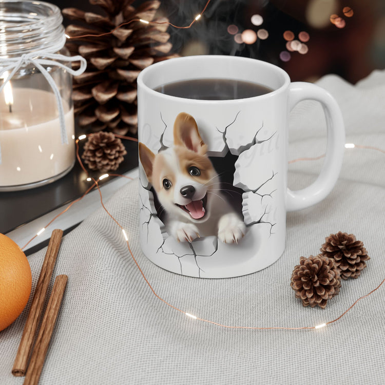 Dog Lover Mug – Adorable Puppy Print Ceramic Coffee Cup – 11oz / 15oz