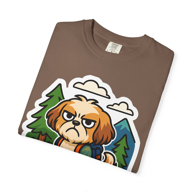 🥾 Forced to Hike Shih Tzu T-Shirt – Funny Dog Hiking Meme Tee for Pet Lovers & Outdoor Fans 🐾