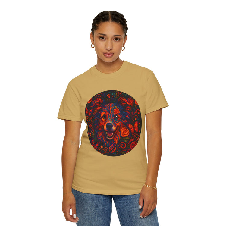 Border Collie Psychedelic T-Shirt – Colorful Dog Art Tee, Trippy Floral Design for Dog Lovers