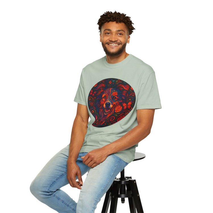 Border Collie Psychedelic T-Shirt – Colorful Dog Art Tee, Trippy Floral Design for Dog Lovers