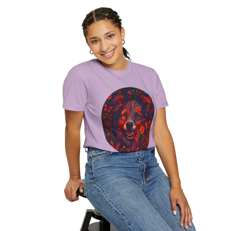 Border Collie Psychedelic T-Shirt – Colorful Dog Art Tee, Trippy Floral Design for Dog Lovers