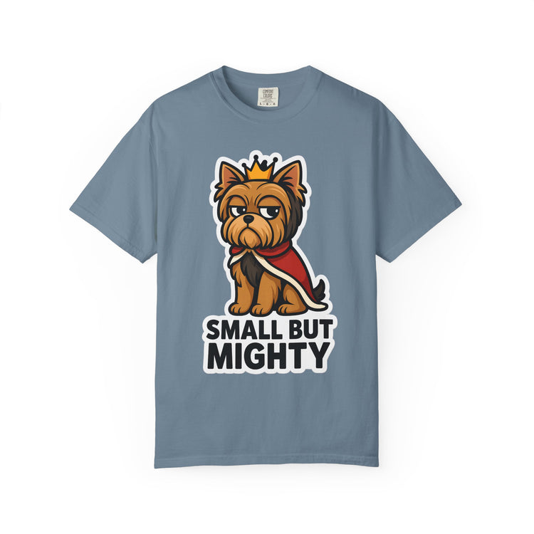 👑 Small But Mighty Yorkie T-Shirt – Funny Cartoon Dog Meme Tee for Dog Moms & Pet Lovers 🐾