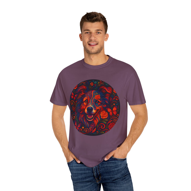 Border Collie Psychedelic T-Shirt – Colorful Dog Art Tee, Trippy Floral Design for Dog Lovers