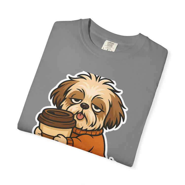 ☕ No Talkie Before Coffee Shih Tzu T-Shirt – Funny Dog Meme Tee for Pet Lovers & Dog Moms 🐾