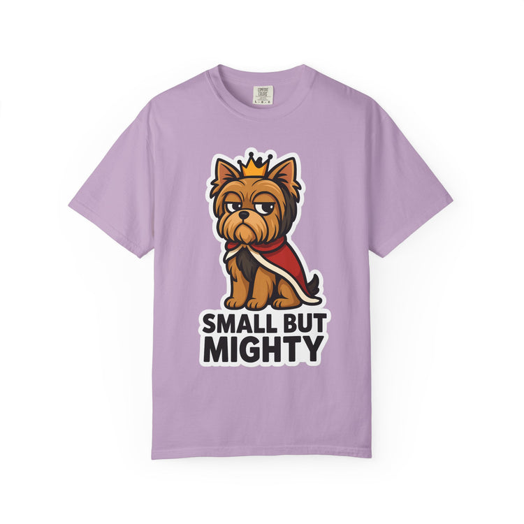 👑 Small But Mighty Yorkie T-Shirt – Funny Cartoon Dog Meme Tee for Dog Moms & Pet Lovers 🐾