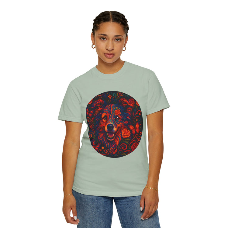 Border Collie Psychedelic T-Shirt – Colorful Dog Art Tee, Trippy Floral Design for Dog Lovers