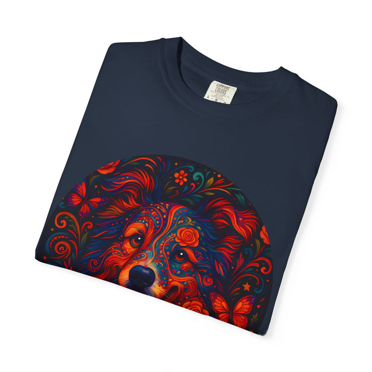 Border Collie Psychedelic T-Shirt – Colorful Dog Art Tee, Trippy Floral Design for Dog Lovers