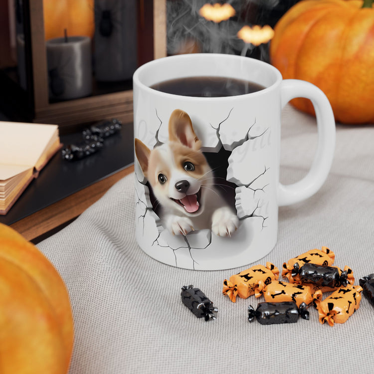 Dog Lover Mug – Adorable Puppy Print Ceramic Coffee Cup – 11oz / 15oz