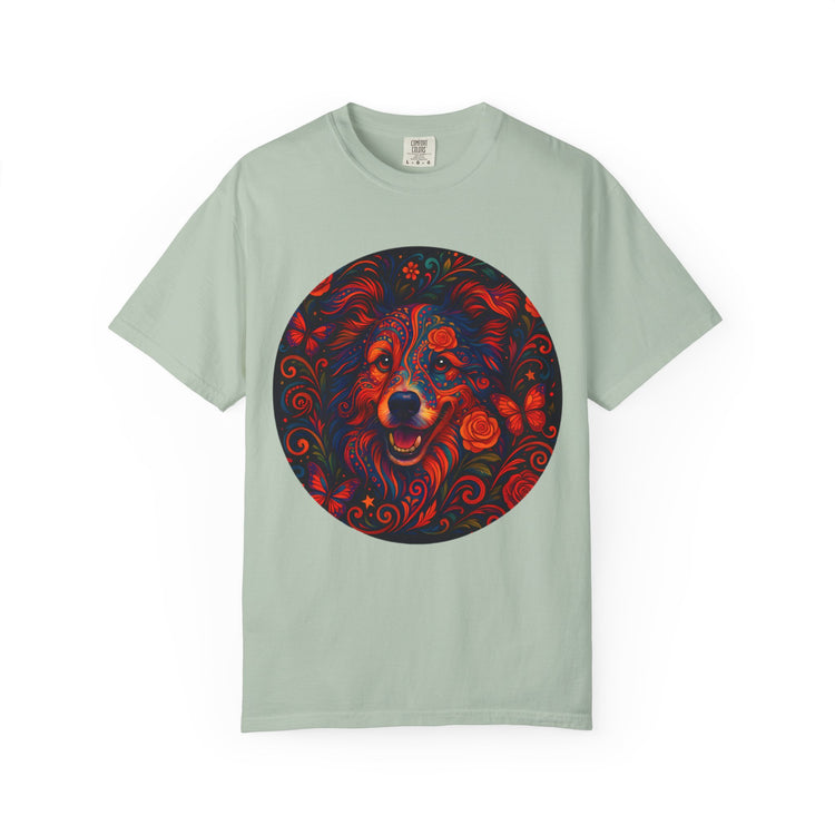 Border Collie Psychedelic T-Shirt – Colorful Dog Art Tee, Trippy Floral Design for Dog Lovers