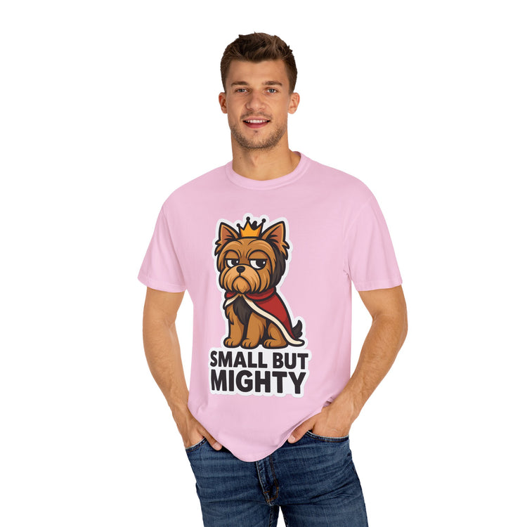 👑 Small But Mighty Yorkie T-Shirt – Funny Cartoon Dog Meme Tee for Dog Moms & Pet Lovers 🐾