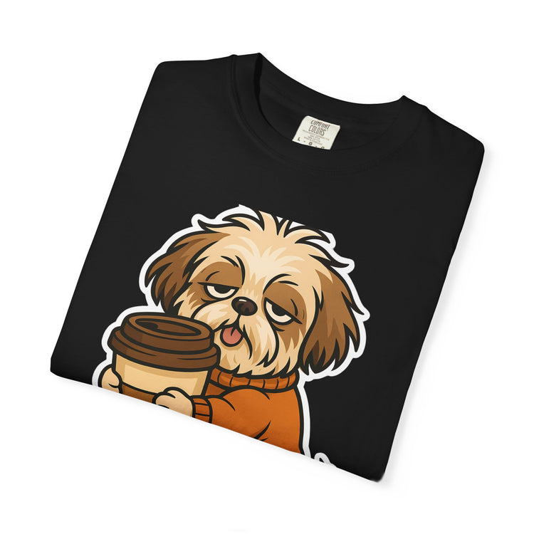 ☕ No Talkie Before Coffee Shih Tzu T-Shirt – Funny Dog Meme Tee for Pet Lovers & Dog Moms 🐾