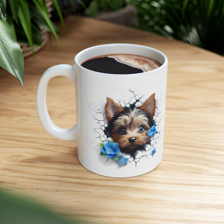 Cute Dog Lover Mug – Adorable Puppy Print Ceramic Coffee Cup – 11oz / 15oz