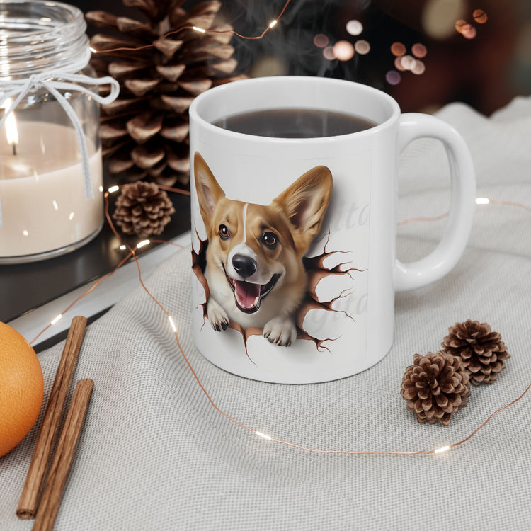 Dog Lover Mug – Adorable Puppy Print Ceramic Coffee Cup – 11oz / 15oz