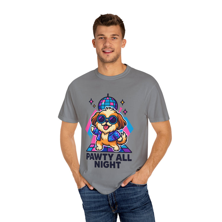 🕺 Pawty All Night Shih Tzu T-Shirt – Funny Disco Dog Meme Tee for Pet Lovers & Party Animals 🐾