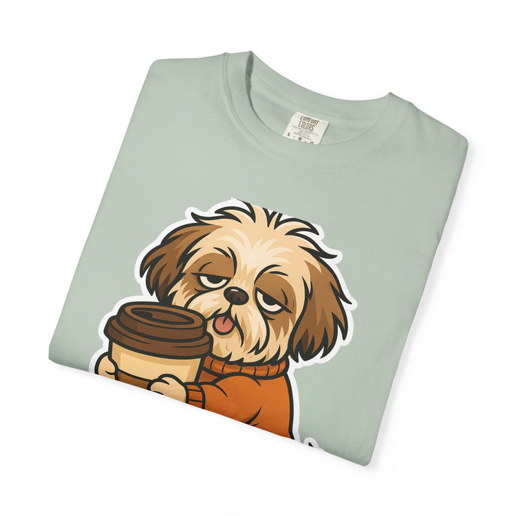 ☕ No Talkie Before Coffee Shih Tzu T-Shirt – Funny Dog Meme Tee for Pet Lovers & Dog Moms 🐾