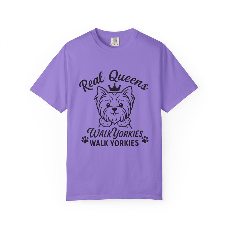 👑 Real Queens Glam Walk Yorkies T-Shirt – Funny Yorkie Mom Tee for Dog Lovers & Pet Parents 🐾