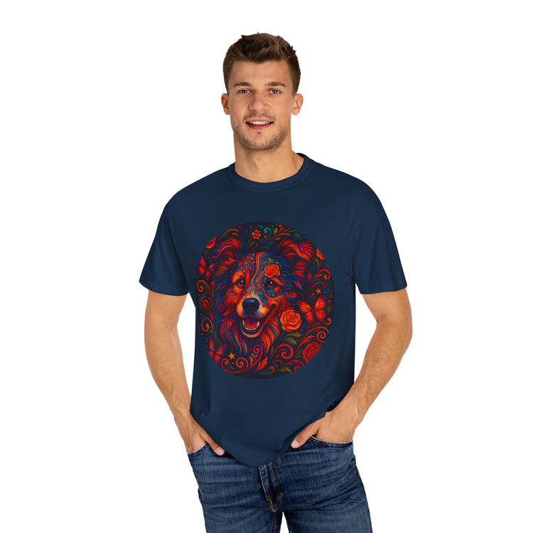 Border Collie Psychedelic T-Shirt – Colorful Dog Art Tee, Trippy Floral Design for Dog Lovers