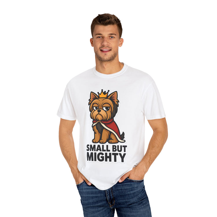👑 Small But Mighty Yorkie T-Shirt – Funny Cartoon Dog Meme Tee for Dog Moms & Pet Lovers 🐾