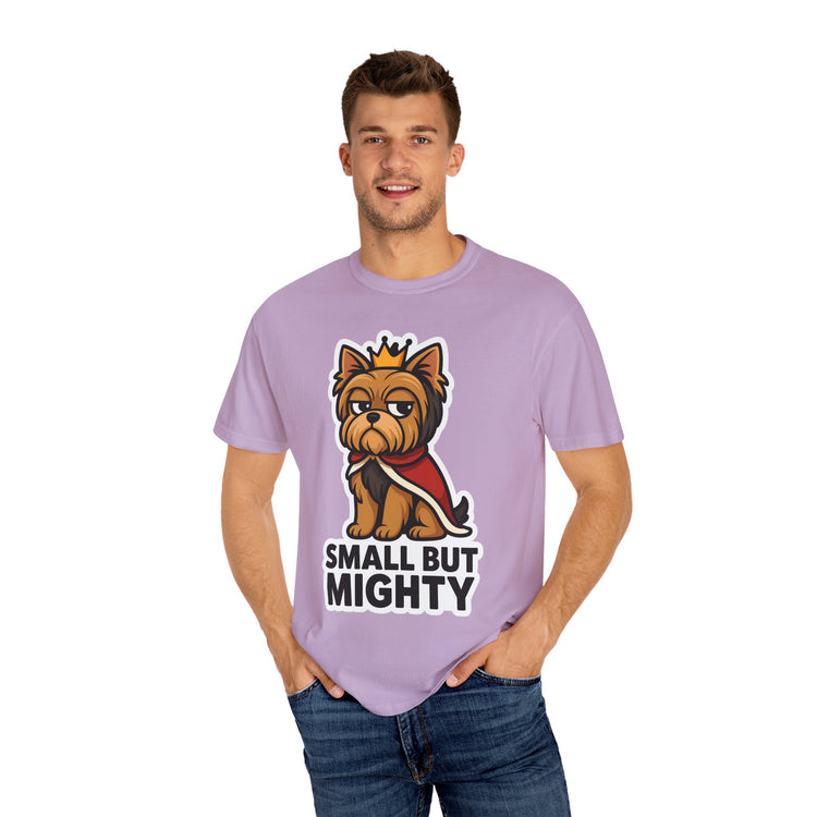 👑 Small But Mighty Yorkie T-Shirt – Funny Cartoon Dog Meme Tee for Dog Moms & Pet Lovers 🐾