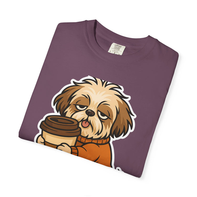 ☕ No Talkie Before Coffee Shih Tzu T-Shirt – Funny Dog Meme Tee for Pet Lovers & Dog Moms 🐾