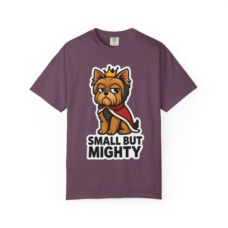 👑 Small But Mighty Yorkie T-Shirt – Funny Cartoon Dog Meme Tee for Dog Moms & Pet Lovers 🐾