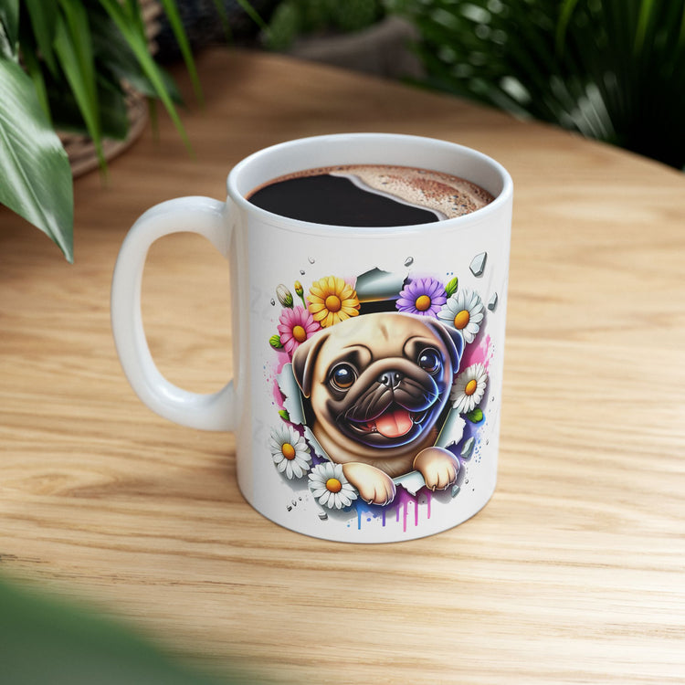 Dog Lover Mug – Adorable Puppy Print Ceramic Coffee Cup – 11oz / 15oz