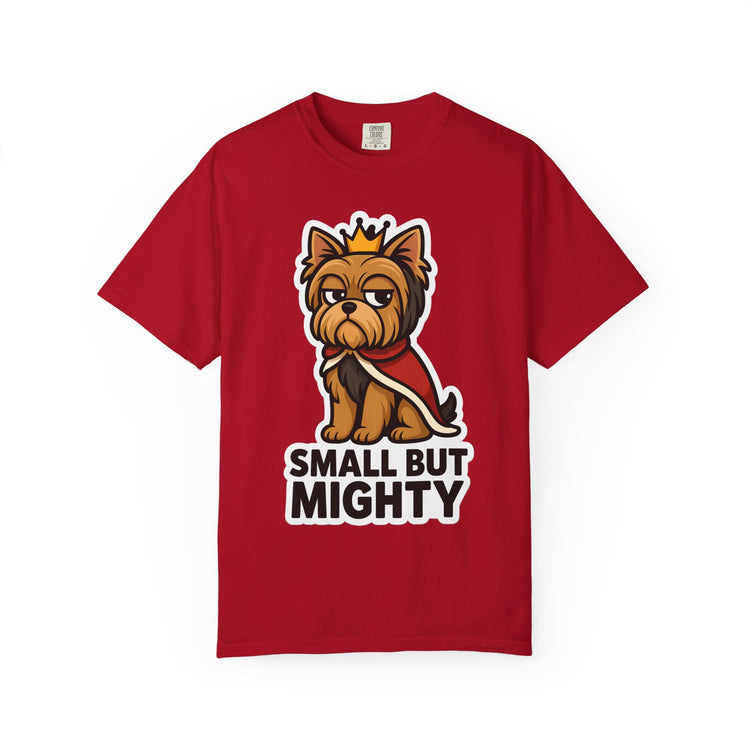 👑 Small But Mighty Yorkie T-Shirt – Funny Cartoon Dog Meme Tee for Dog Moms & Pet Lovers 🐾