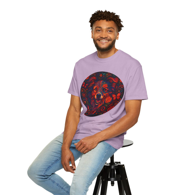 Border Collie Psychedelic T-Shirt – Colorful Dog Art Tee, Trippy Floral Design for Dog Lovers