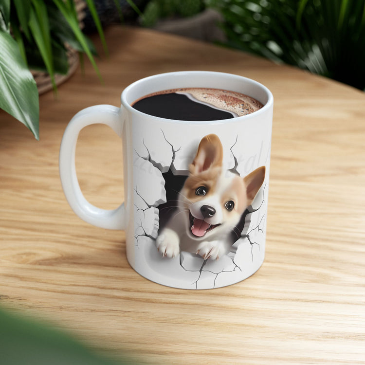Dog Lover Mug – Adorable Puppy Print Ceramic Coffee Cup – 11oz / 15oz