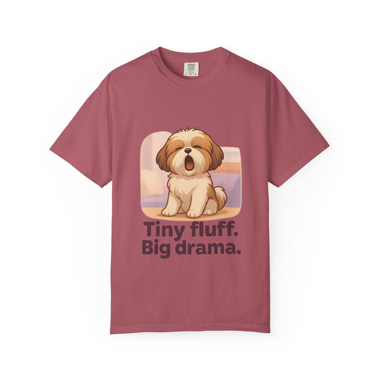 Tiny Fluff Big Drama Shih Tzu T-Shirt – Cute Cartoon Dog Tee for Drama Queens & Pet Lovers