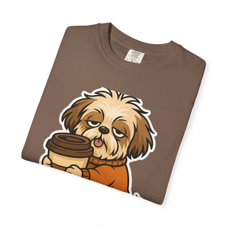 ☕ No Talkie Before Coffee Shih Tzu T-Shirt – Funny Dog Meme Tee for Pet Lovers & Dog Moms 🐾