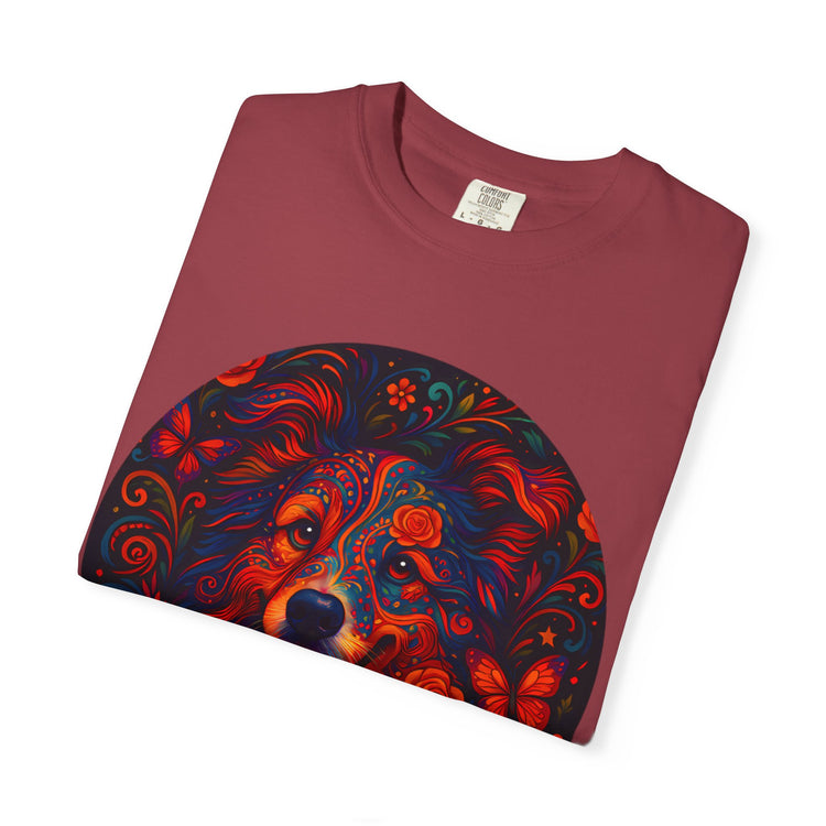 Border Collie Psychedelic T-Shirt – Colorful Dog Art Tee, Trippy Floral Design for Dog Lovers