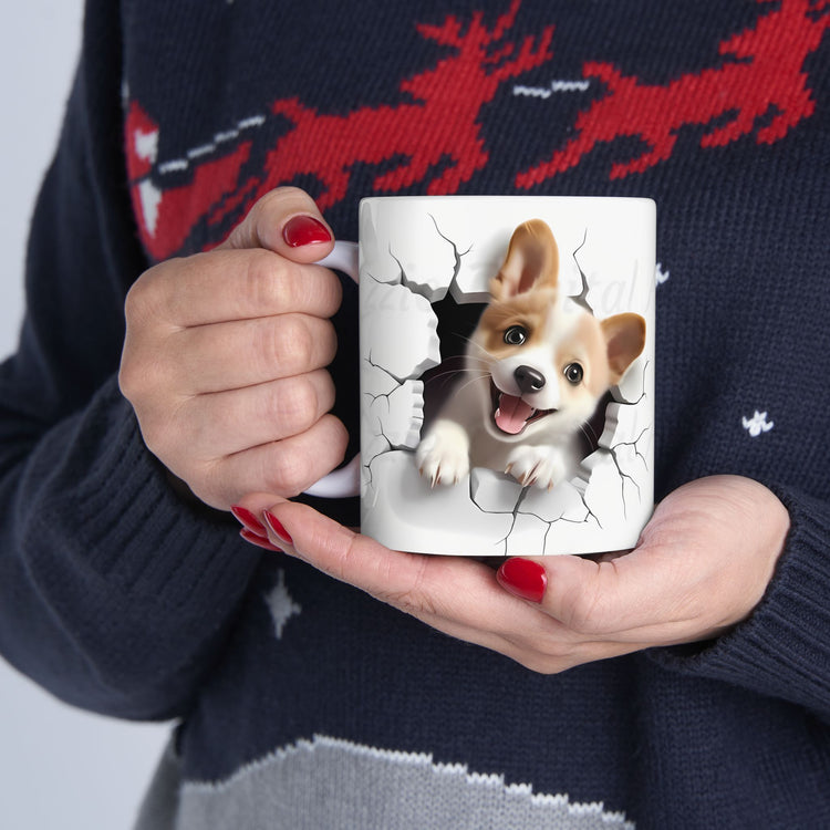 Dog Lover Mug – Adorable Puppy Print Ceramic Coffee Cup – 11oz / 15oz