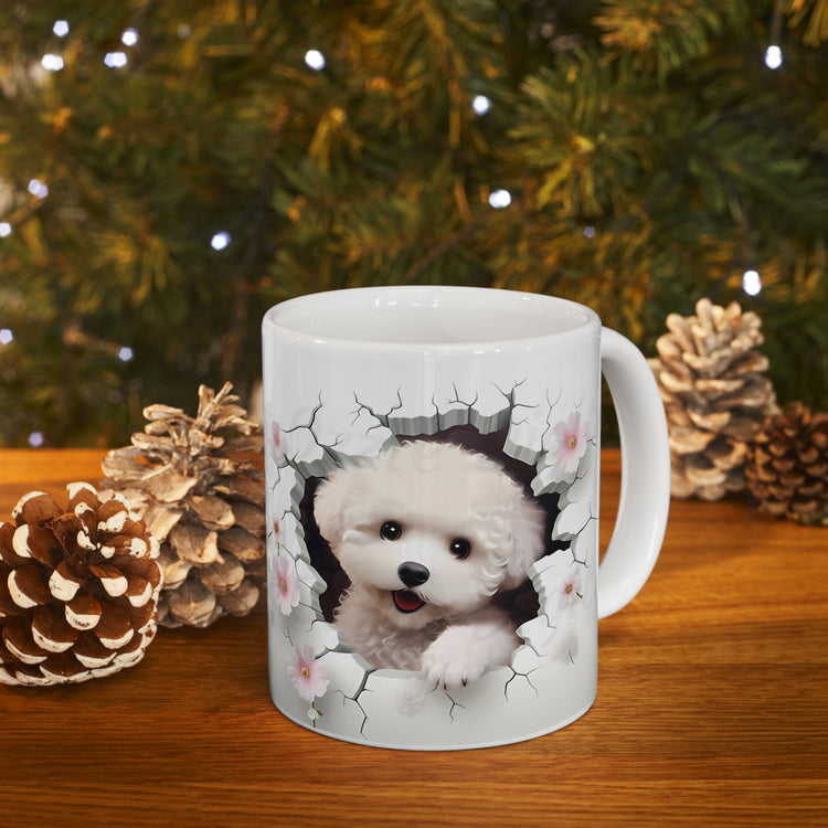 Dog Lover Mug – Adorable Puppy Print Ceramic Coffee Cup – 11oz / 15oz