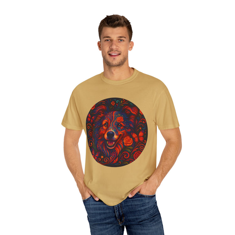 Border Collie Psychedelic T-Shirt – Colorful Dog Art Tee, Trippy Floral Design for Dog Lovers