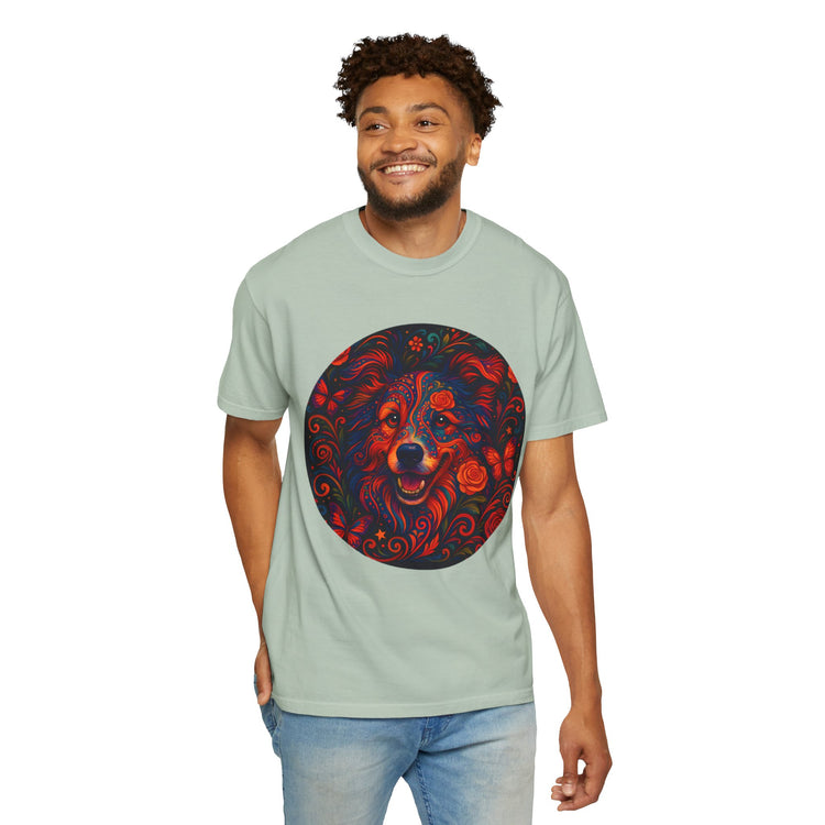 Border Collie Psychedelic T-Shirt – Colorful Dog Art Tee, Trippy Floral Design for Dog Lovers