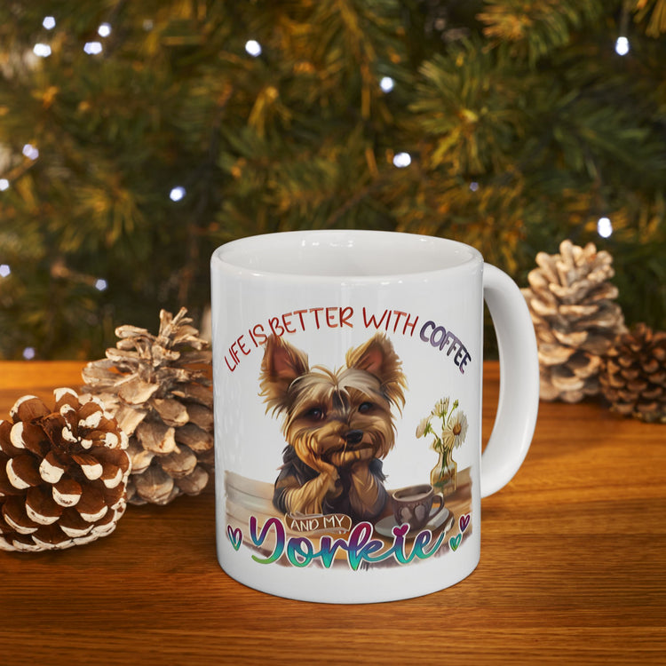 Cute Dog Lover Mug – Adorable Puppy Print Ceramic Coffee Cup – 11oz / 15oz