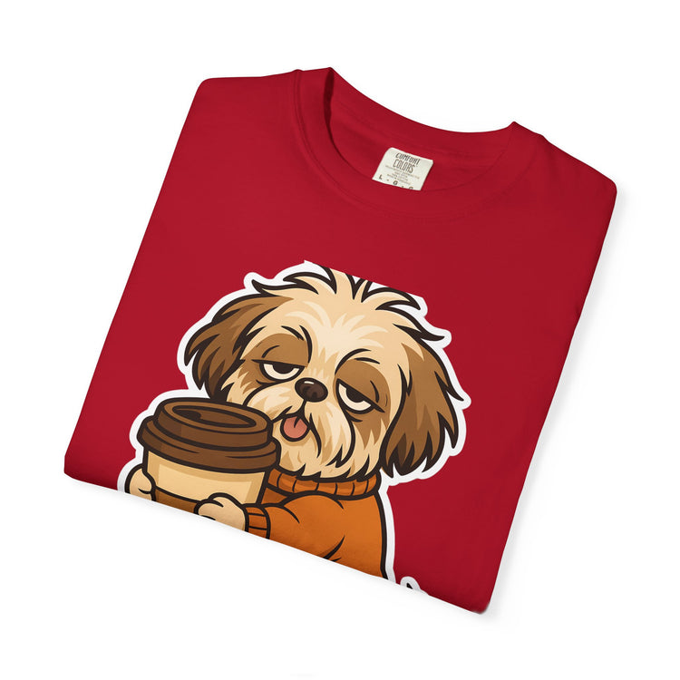 ☕ No Talkie Before Coffee Shih Tzu T-Shirt – Funny Dog Meme Tee for Pet Lovers & Dog Moms 🐾