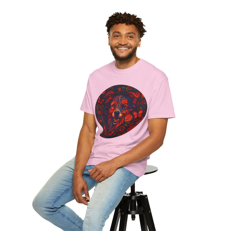 Border Collie Psychedelic T-Shirt – Colorful Dog Art Tee, Trippy Floral Design for Dog Lovers