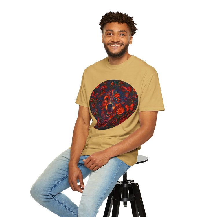 Border Collie Psychedelic T-Shirt – Colorful Dog Art Tee, Trippy Floral Design for Dog Lovers