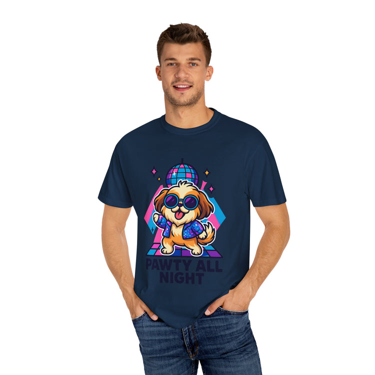 🕺 Pawty All Night Shih Tzu T-Shirt – Funny Disco Dog Meme Tee for Pet Lovers & Party Animals 🐾