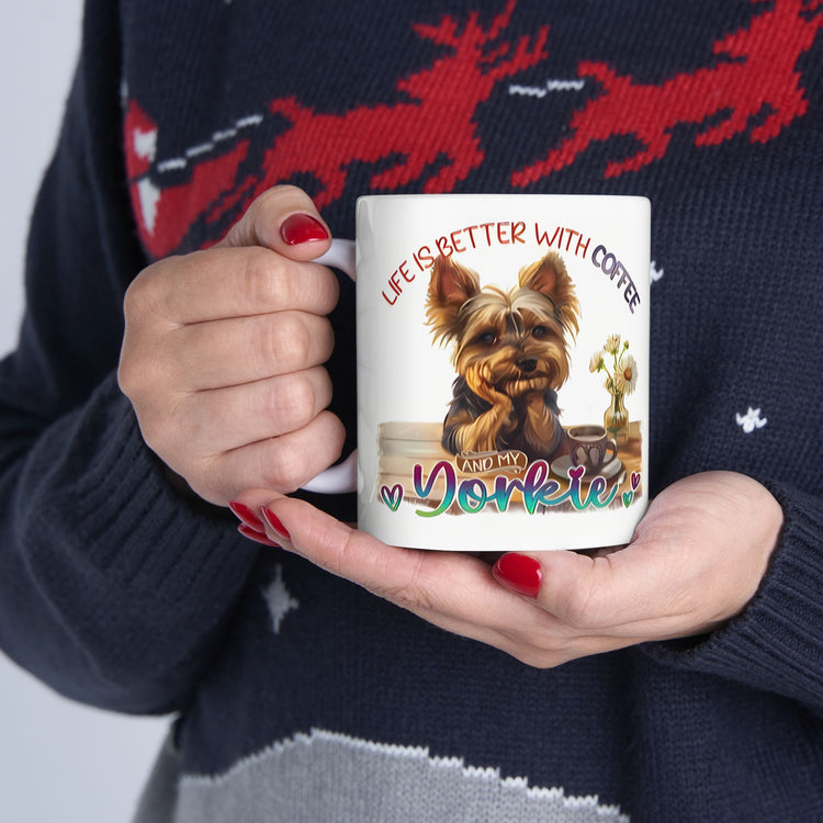 Cute Dog Lover Mug – Adorable Puppy Print Ceramic Coffee Cup – 11oz / 15oz