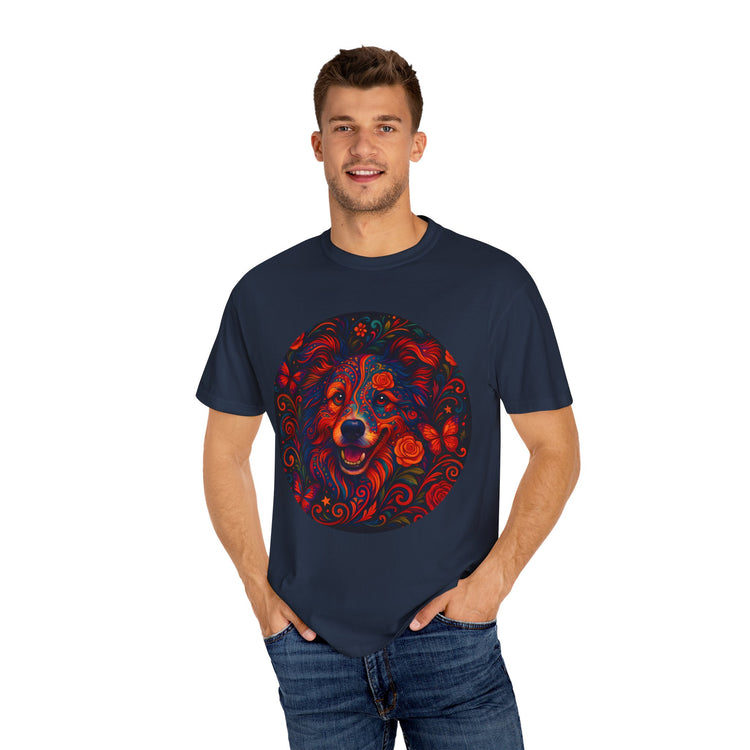 Border Collie Psychedelic T-Shirt – Colorful Dog Art Tee, Trippy Floral Design for Dog Lovers