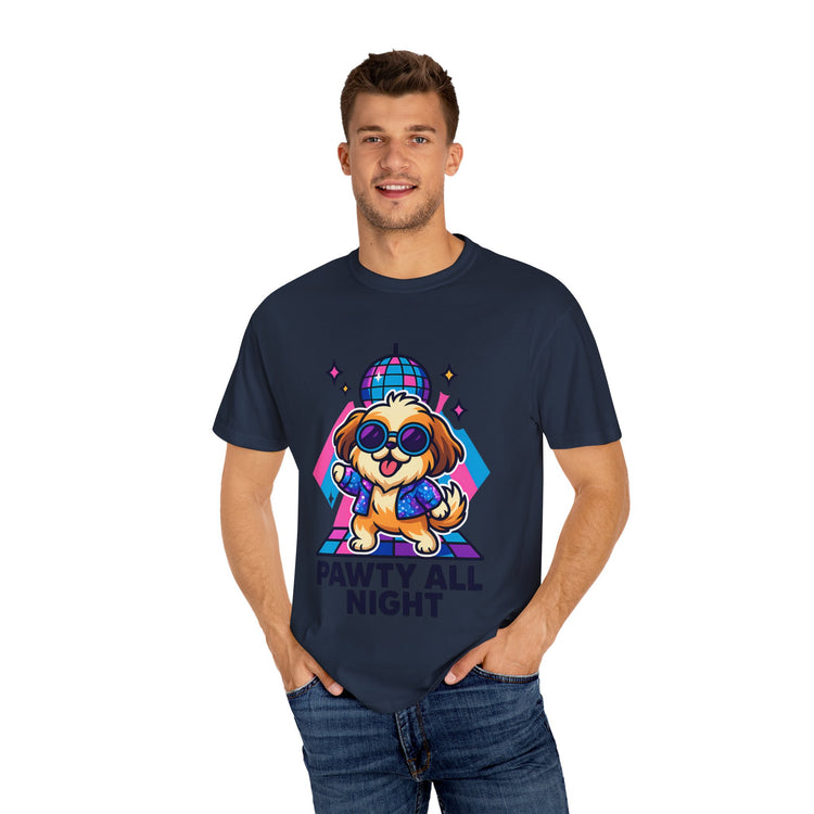 🕺 Pawty All Night Shih Tzu T-Shirt – Funny Disco Dog Meme Tee for Pet Lovers & Party Animals 🐾