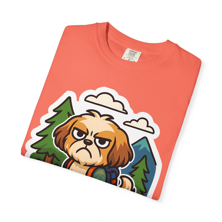 🥾 Forced to Hike Shih Tzu T-Shirt – Funny Dog Hiking Meme Tee for Pet Lovers & Outdoor Fans 🐾